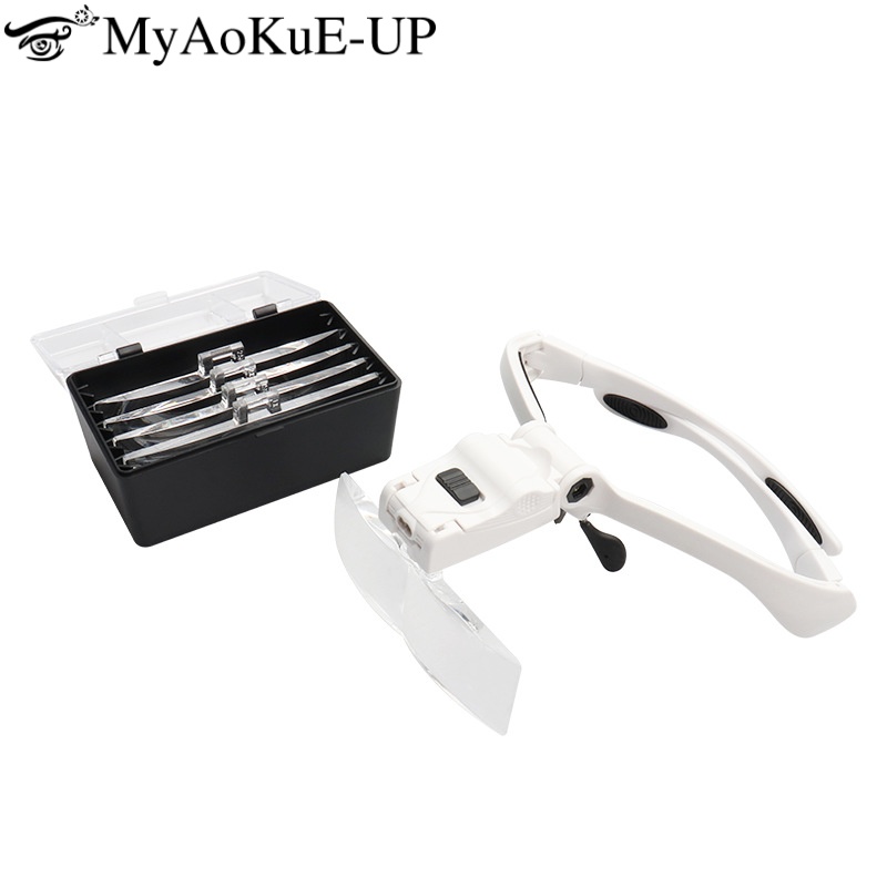 Eyelash Extension With Glasses - 5-lens verstelbare vergrootglas wimperverlenging vergrootglazen LED-lichtlamp
