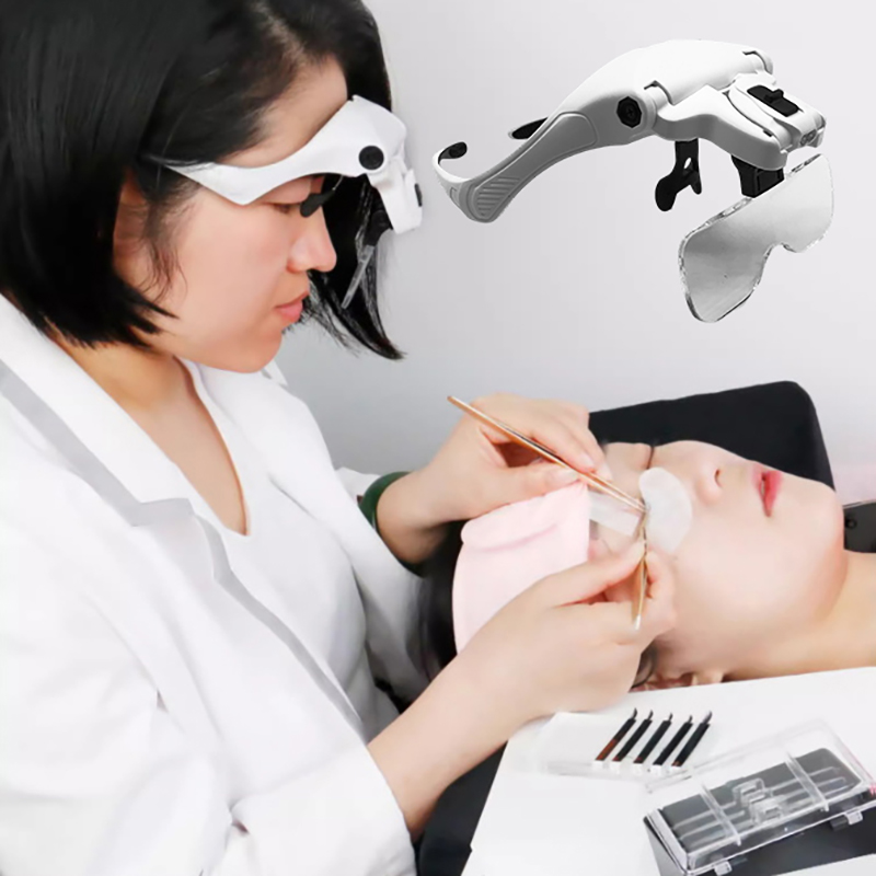 Eyelash Extension With Glasses - 5-lens verstelbare vergrootglas wimperverlenging vergrootglazen LED-lichtlamp