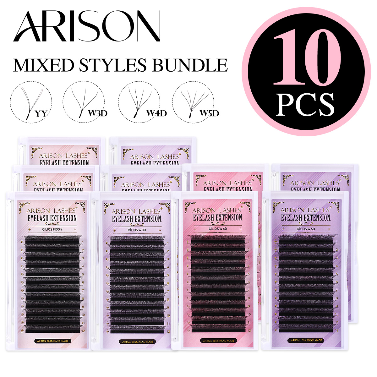 Eyelash Extension Volume Styles - ARISON 10 Dozen Volume Wimperextensions YY