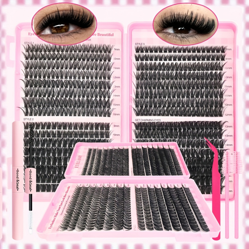 Eyelash Extension Volume Styles - 30/40/50/60/80/100D, dik 9-16 mm roze wimperboekstijlkit