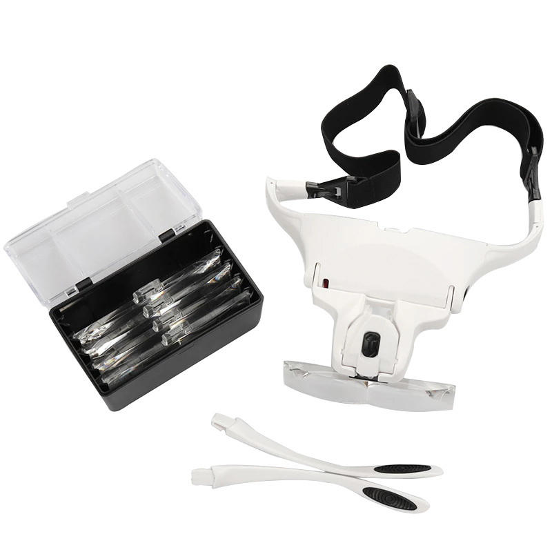 Eyelash Extension With Glasses - 5-lens vergrootglazen LED-licht Lamp hoofd hoofdband