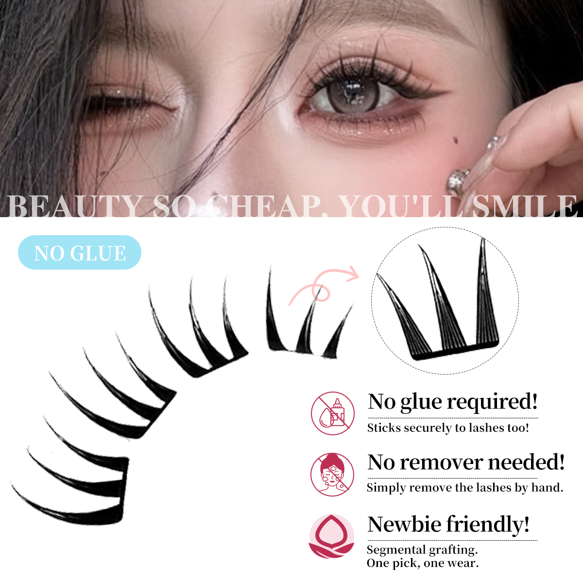 80 Cluster No-Gule Fairy valse - Eyelash Extension No 10 recensie en prijs